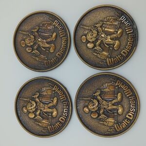Walt Disney World Mickey Mouse Brass Metal Coasters pack of 4